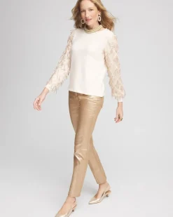 Discount Sequin Ruffle Pullover Sweater Sweaters