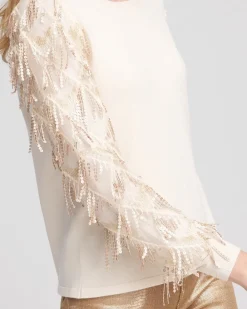 Discount Sequin Ruffle Pullover Sweater Sweaters