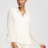 Hot Sheer Pleated Blouse Tops | Blouses & Shirts