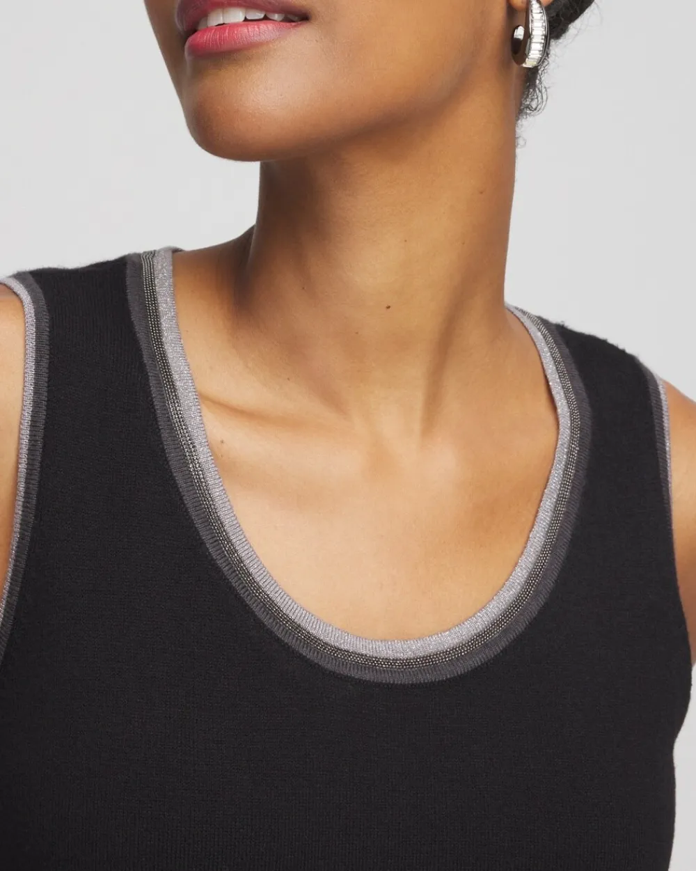 Clearance Shimmer Beaded Sweater Tank Sweaters