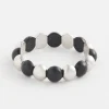 New Silver Tone & Black Beaded Stretch Bracelet Bracelet Stacking