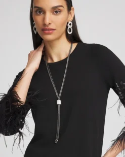 New Silver Tone Baguette Tassel Necklace Necklaces | Everyday Jewelry