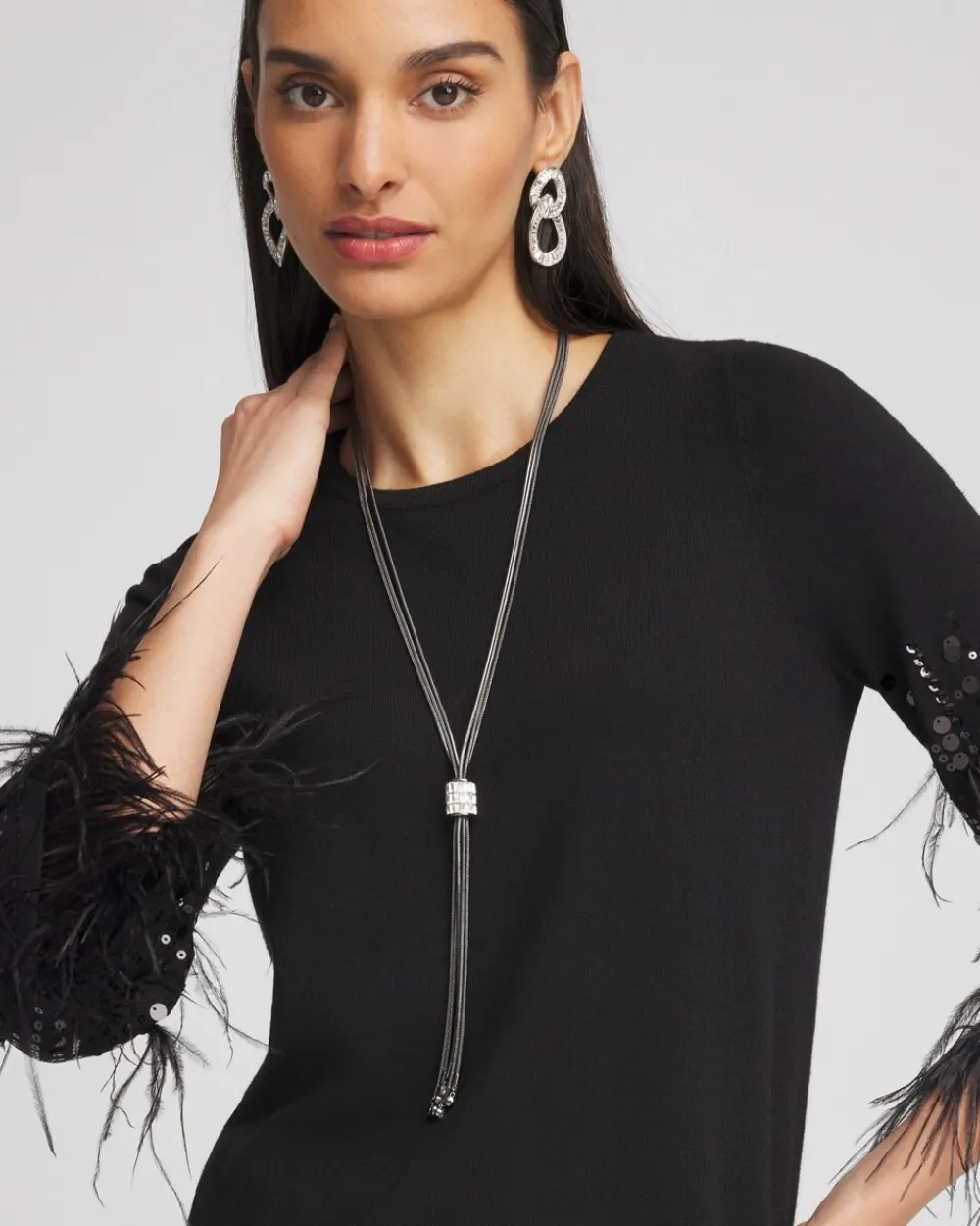 New Silver Tone Baguette Tassel Necklace Necklaces | Everyday Jewelry