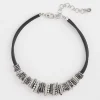 Shop Silver Tone Leather Short Necklace Necklaces