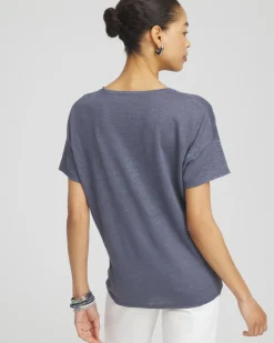 Best Sale Slate Linen Sequin Tee Tops
