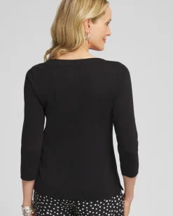 New 3/4 Sleeve Bateau Neck Tee Tops