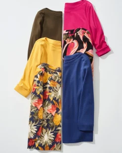 New 3/4 Sleeve Bateau Neck Tee Tops
