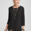 New 3/4 Sleeve Overlap Tunic Tops