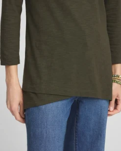 New 3/4 Sleeve Overlap Tunic Tops