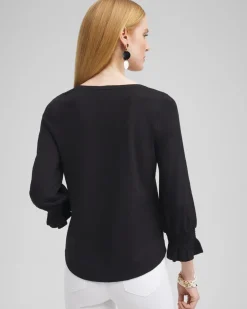 Hot Smocked 3/4 Sleeve Tee Tops