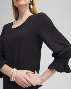 Hot Smocked 3/4 Sleeve Tee Tops