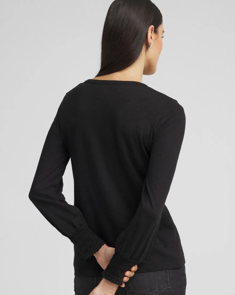 Sale Smocked Long Sleeve Tee Tops