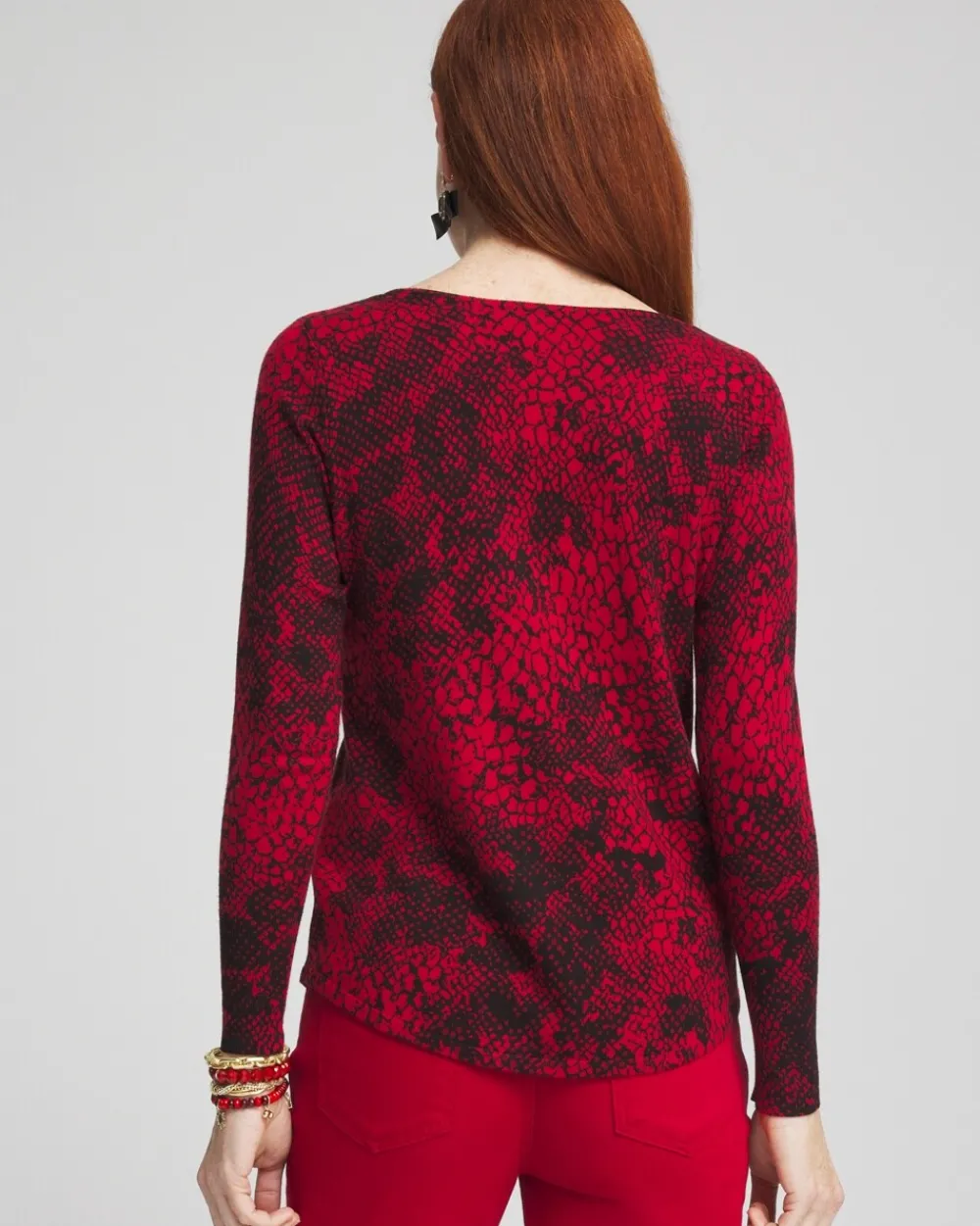 Cheap Snake Print V-Neck Pullover Sweater Sweaters