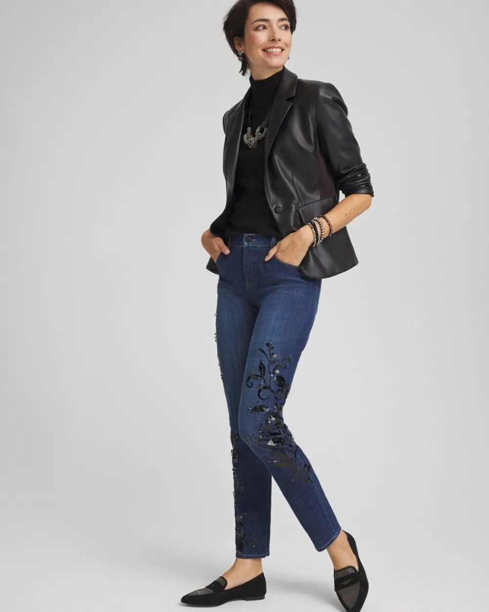 Shop So Slimming® Girlfriend Embroidered Ankle Jeans Jeans & Denim