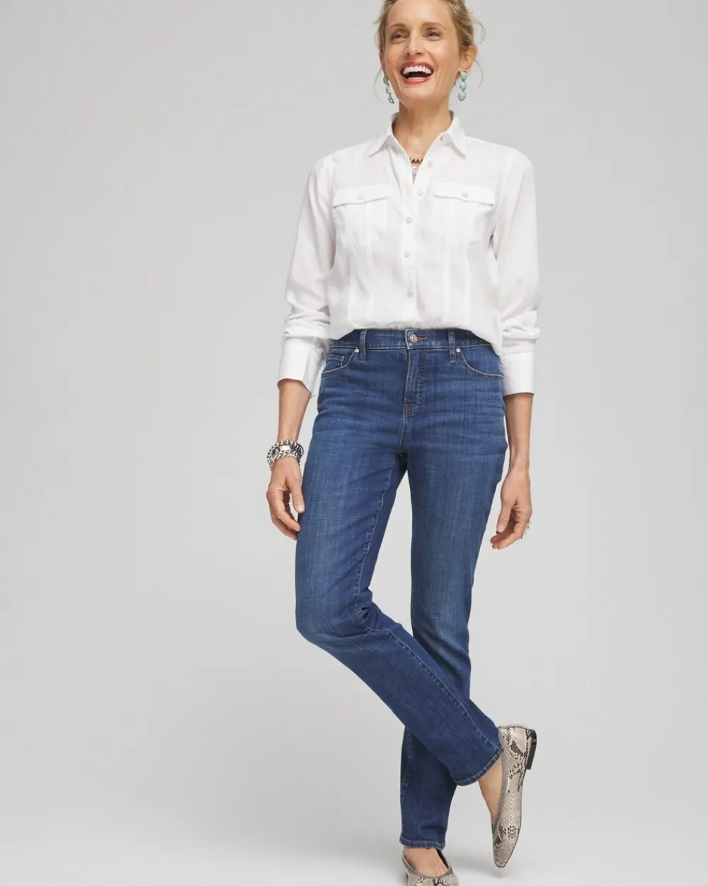 Online Split Cuff Denim Pocket Shirt Tops
