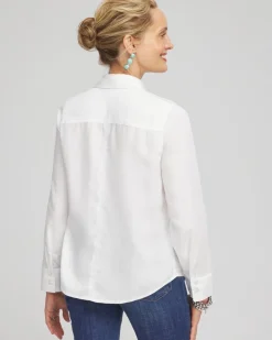 Online Split Cuff Denim Pocket Shirt Tops
