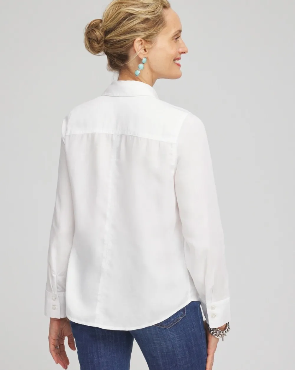 Online Split Cuff Denim Pocket Shirt Tops