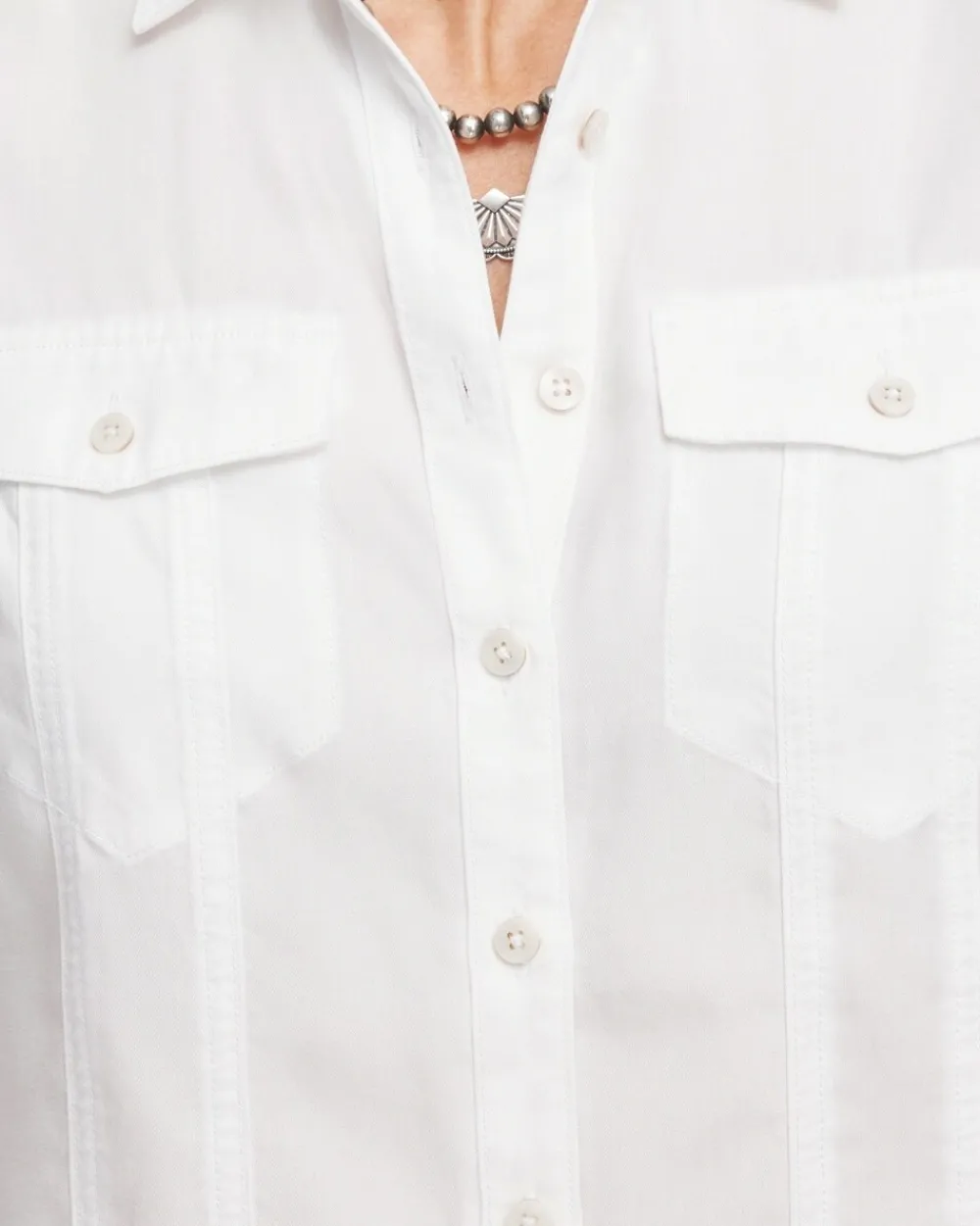 Online Split Cuff Denim Pocket Shirt Tops