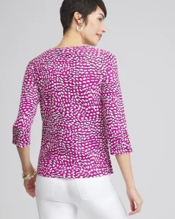 Outlet Squares 3/4 Sleeve Button Tee Tops