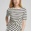 Best Sale Stripe Draped Front Tee Tops