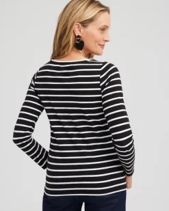 Sale Stripe Sequin Hearts Tee Tops