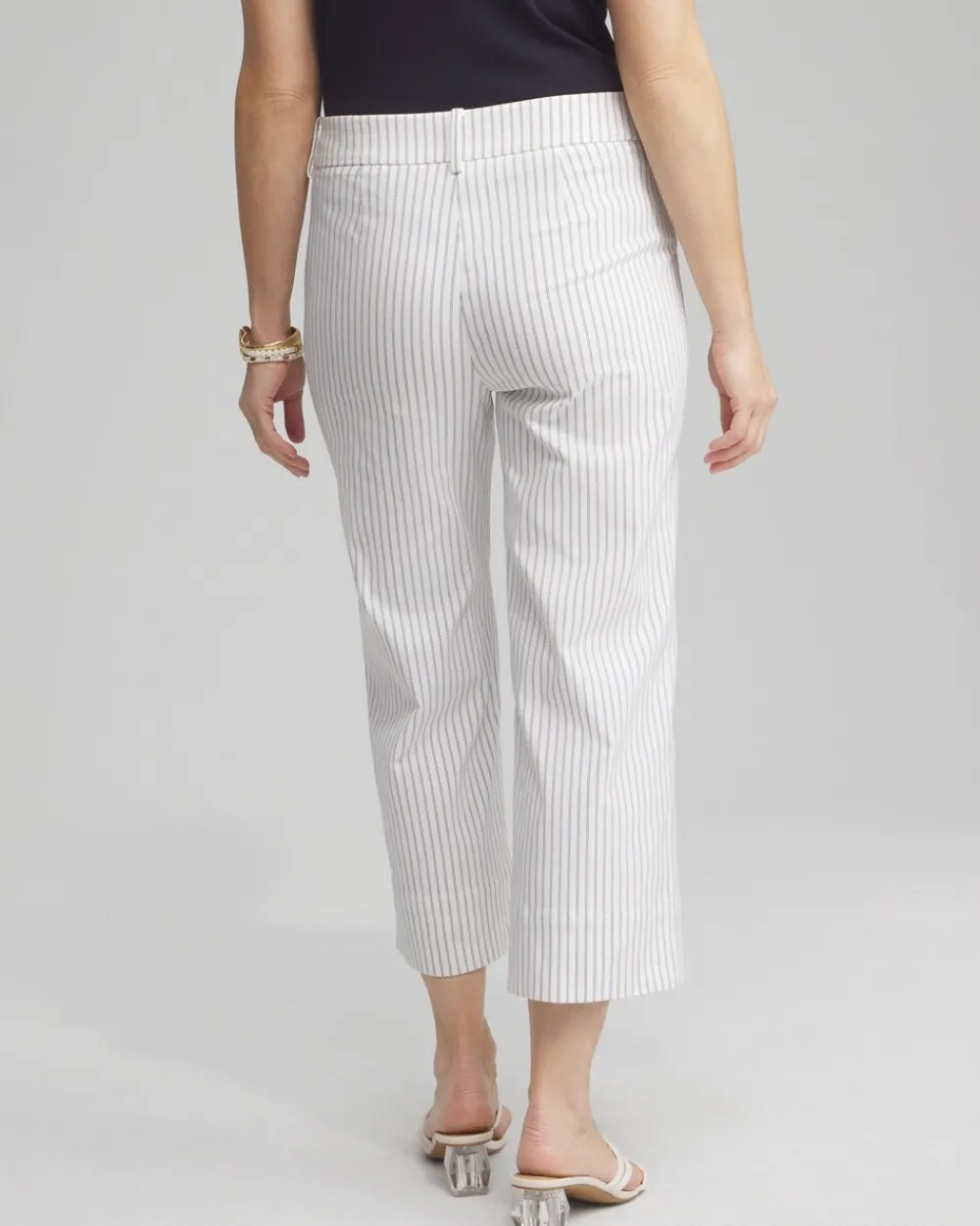 Clearance Stripe Trapunto Cropped Pants Pants