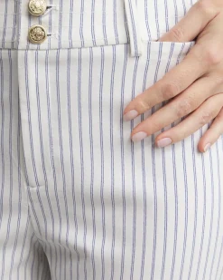 Clearance Stripe Trapunto Cropped Pants Pants