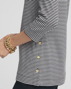 Best Sale Stripe V-neck Tunic Tops
