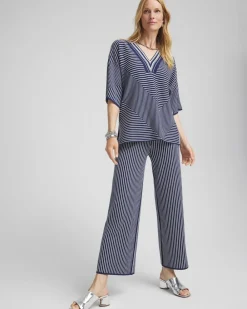 Fashion Stripe Wide Leg Sweater Cropped Pants Pants