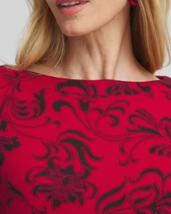 Shop Swirl 3/4 Sleeve Bateau Neck Tee Tops