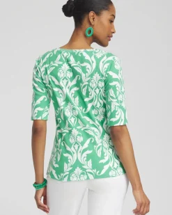 Online Swirl Jewel Neck Tee Tops