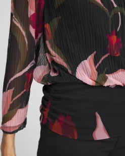 Shop Textured Mesh Banded Hem Top Tops