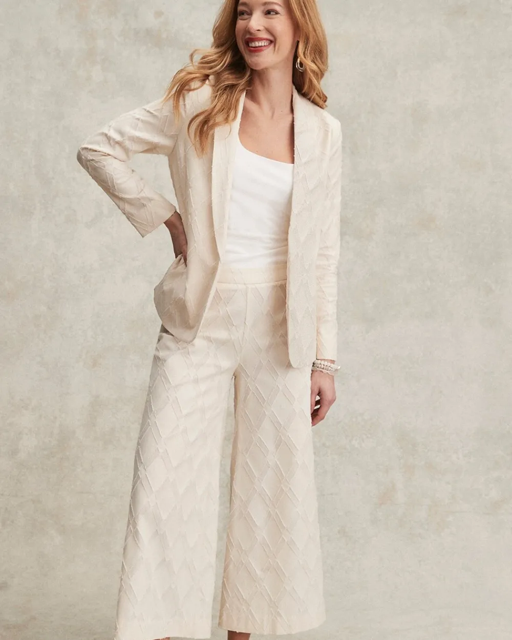 Flash Sale Textured Wide Leg Cropped Pants Pants