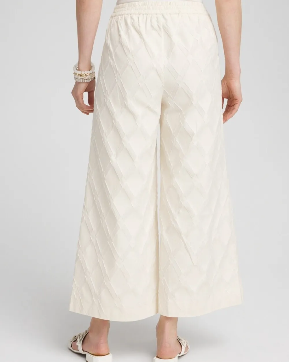 Flash Sale Textured Wide Leg Cropped Pants Pants