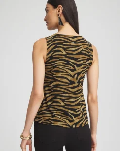 Store Tiger Print Mesh Tank Tops