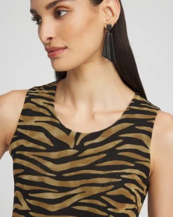 Store Tiger Print Mesh Tank Tops