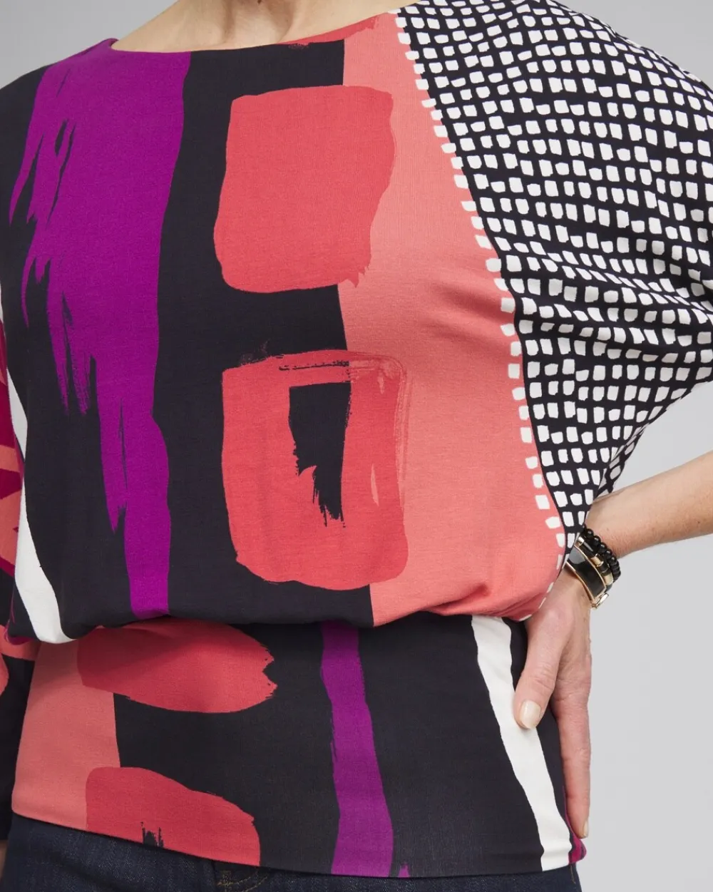 New Touch Of Cool™ Abstract Banded Hem Tee Tops