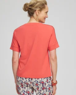 Online Touch Of Cool™ Caviar Bead Detail Tee Tops