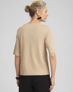Hot Touch Of Cool™ Embellished Placed Floral Tee Tops