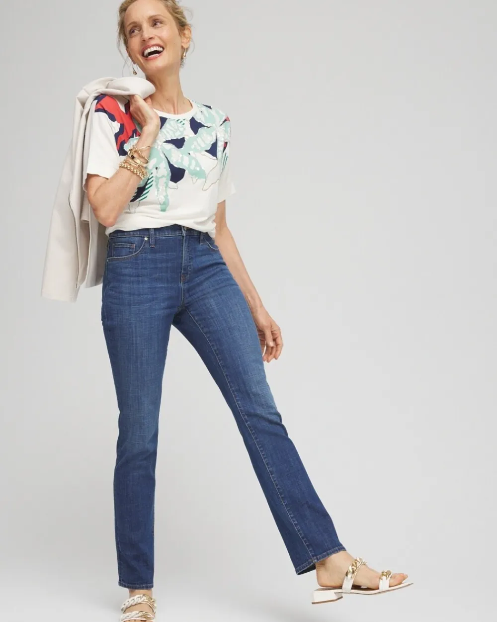 Shop Touch Of Cool™ Floral Artisan Sequin Tee Tops