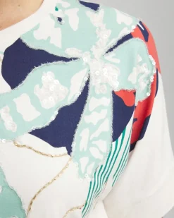 Shop Touch Of Cool™ Floral Artisan Sequin Tee Tops