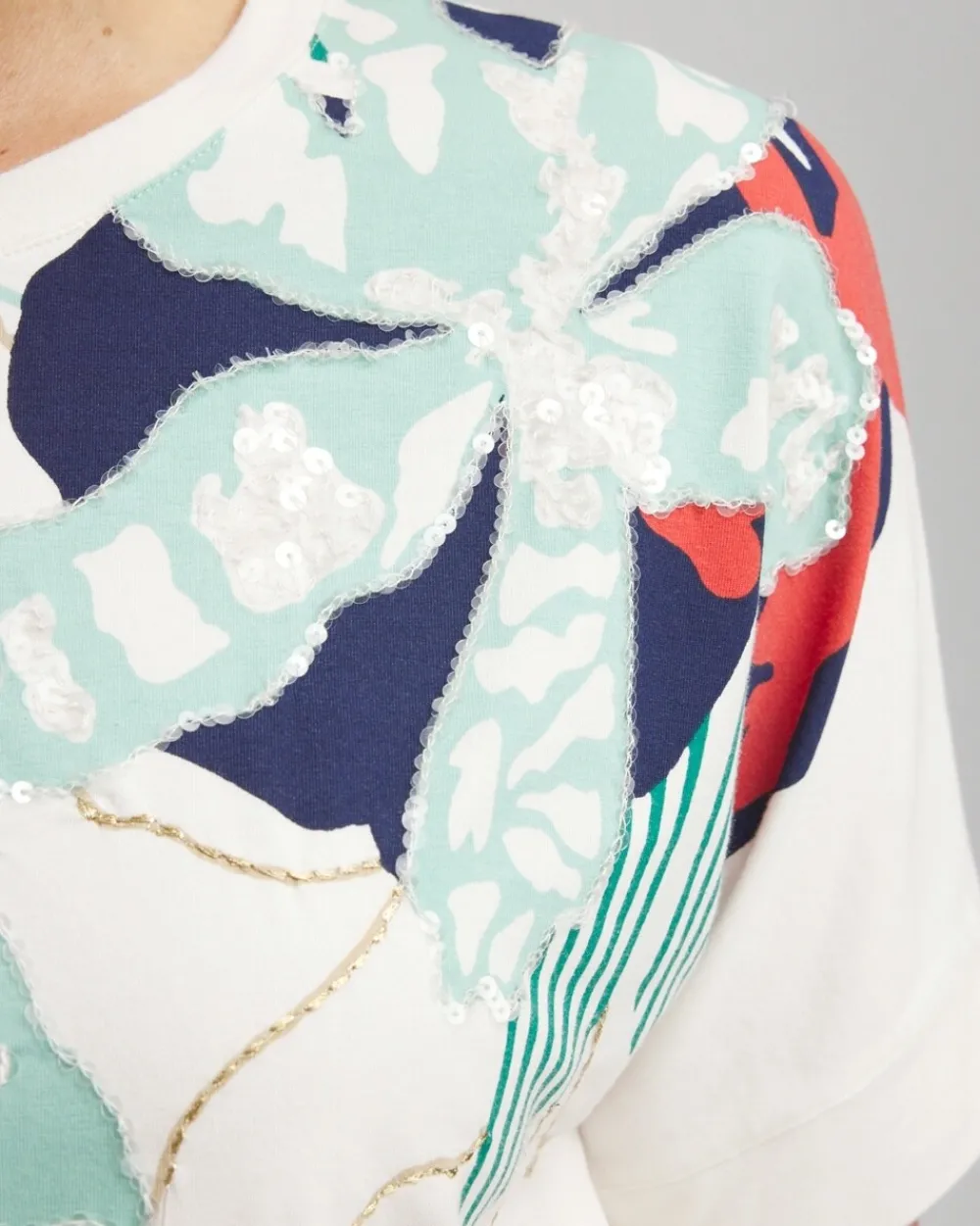 Shop Touch Of Cool™ Floral Artisan Sequin Tee Tops
