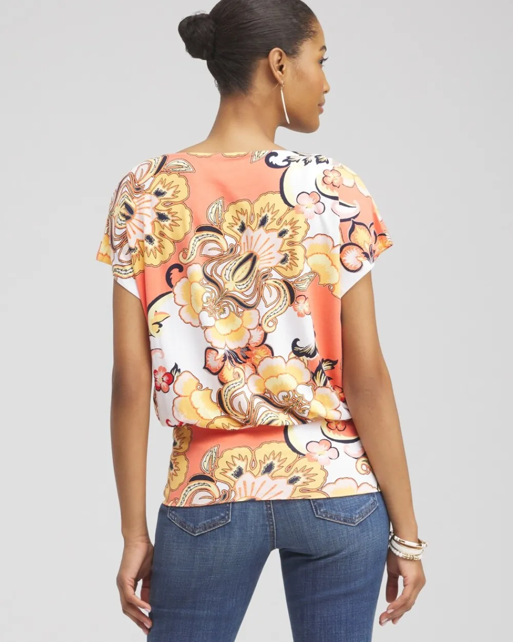 Shop Touch Of Cool™ Floral Banded Hem Tee Tops