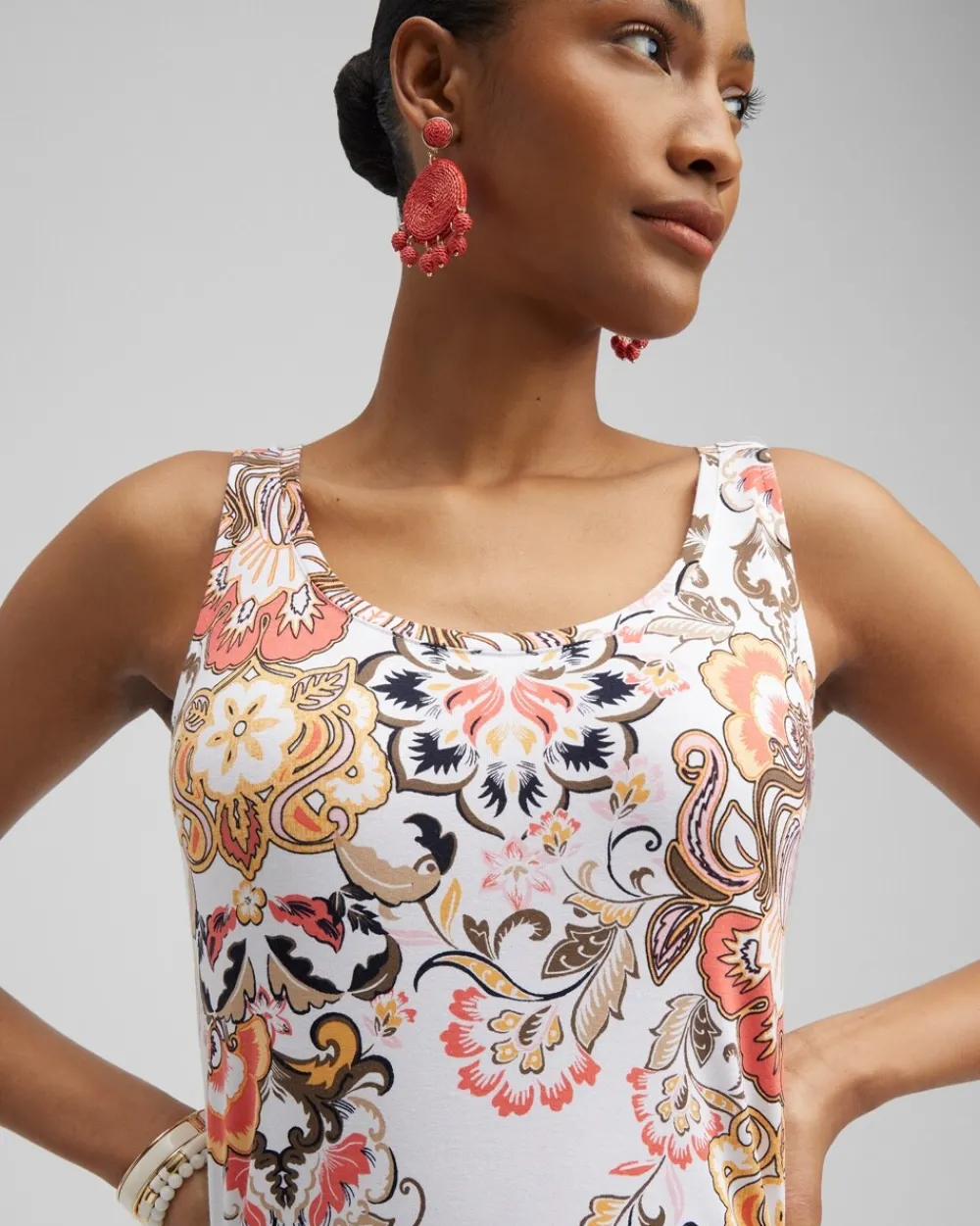 Discount Touch Of Cool™ Floral Polished Tank Tops