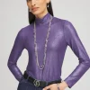 Outlet Touch Of Cool™ Foil Mock Neck Layering Tee Tops