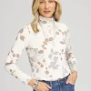 Flash Sale Touch Of Cool™ Foil Sprigs Mock Neck Layering Tee Tops