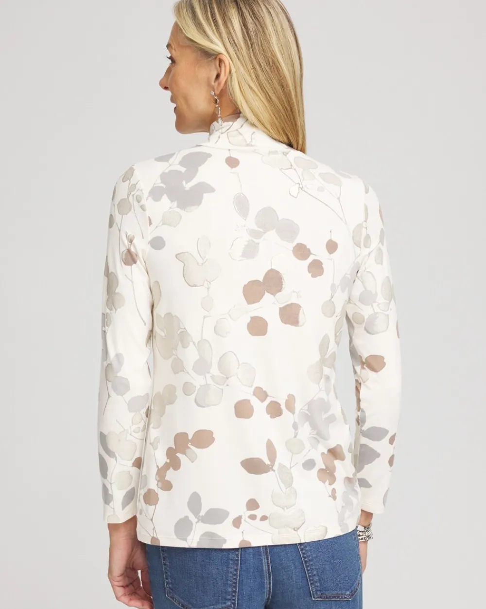 Flash Sale Touch Of Cool™ Foil Sprigs Mock Neck Layering Tee Tops