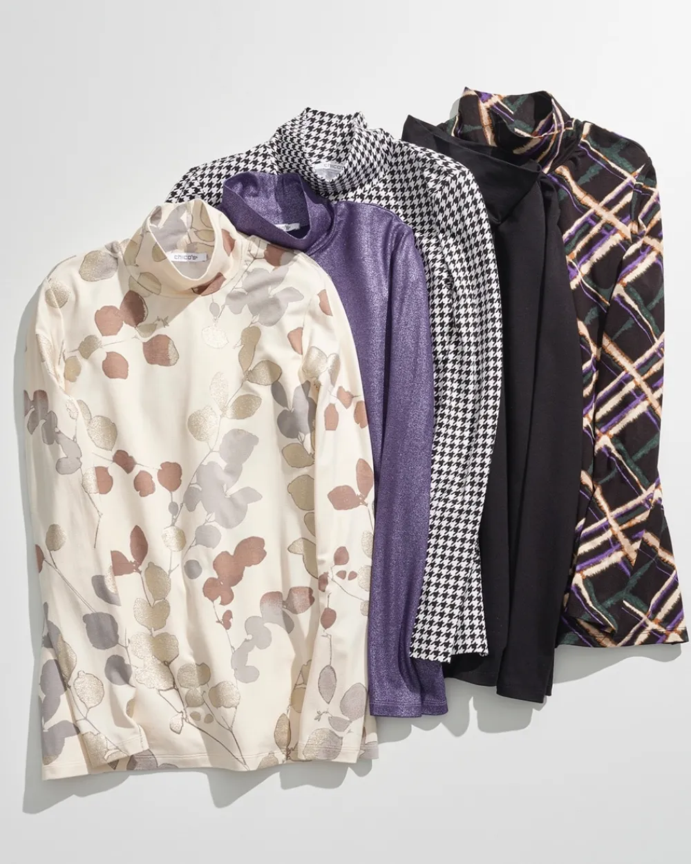 Store Touch Of Cool™ Houndstooth Mock Neck Layering Tee Tops