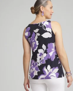 Cheap Touch Of Cool™ Placed Floral Polished Tank Tops