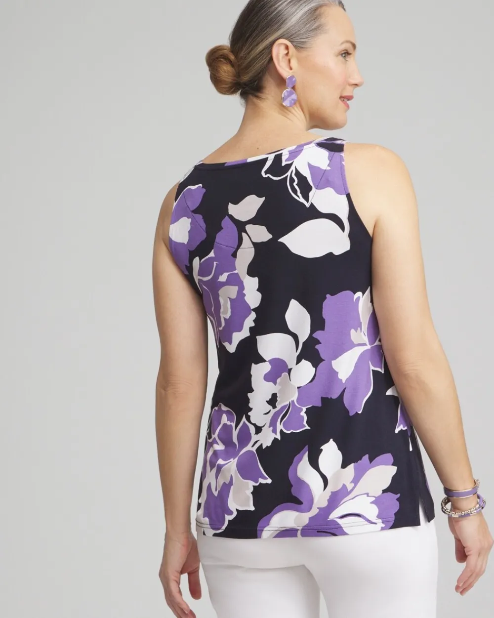 Cheap Touch Of Cool™ Placed Floral Polished Tank Tops